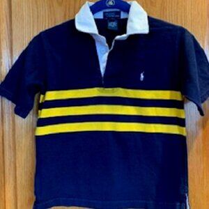 Boys Polo by Ralph Lauren 100% Cotton Button Front Shirt Top Blue/Yellow Sz:7